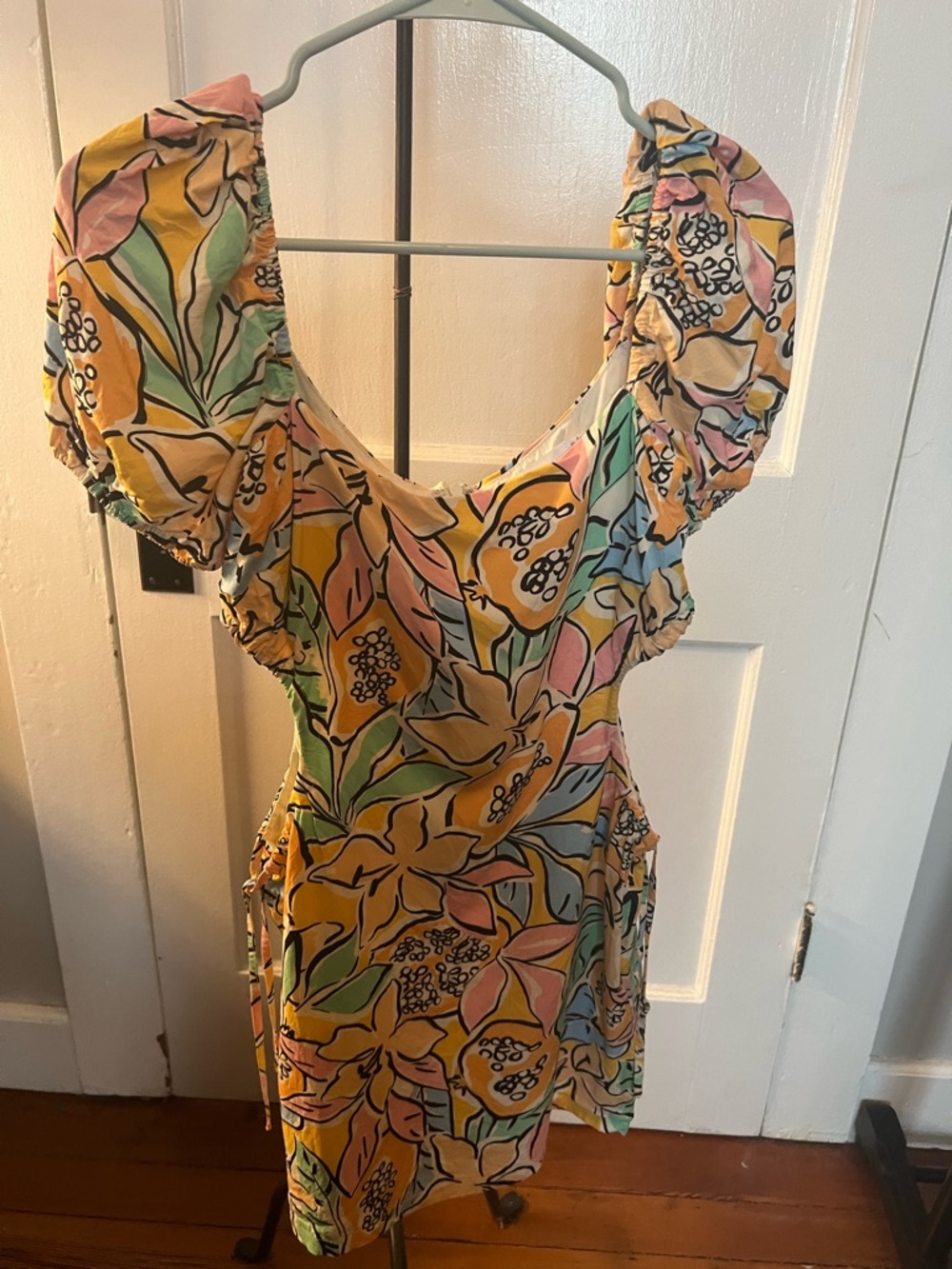 Astr Yellow Floral Midi Dress with Pastel Accents